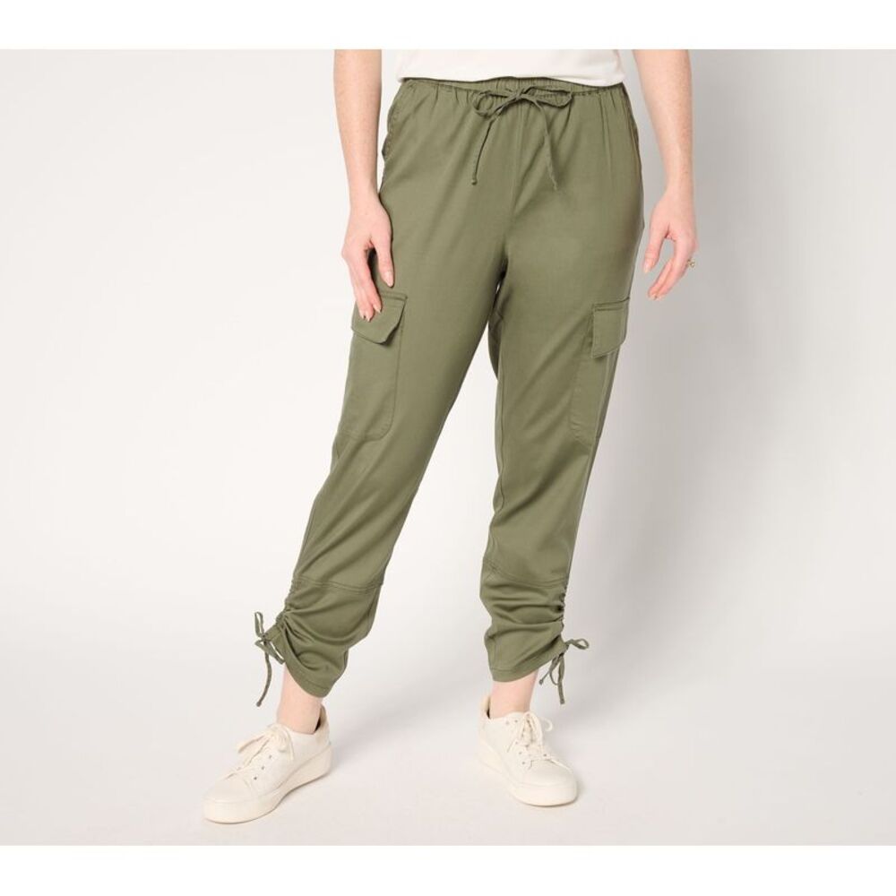 Summersalt Women's Pants Sz L Tall Signature Pull-On Tapered Cargo Green A690647